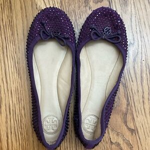Tory Burch Chelsea Purple Ballet flats with rhinestones Size 8.5